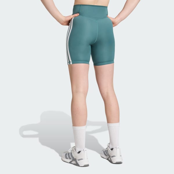 Green Optime Essentials 3-Stripes Short Leggings