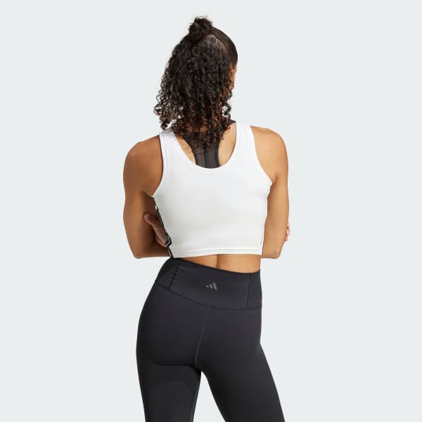 Purple Train Essentials 3-Stripes Crop Tank Top