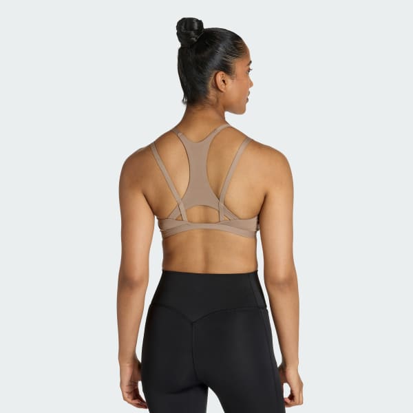 Marrom Top Esportivo de suporte leve com alças finas Optime Workout