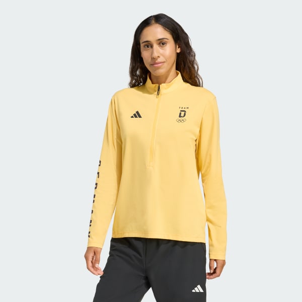 Gelb Team D Half-Zip leichtes Langarm-Shirt