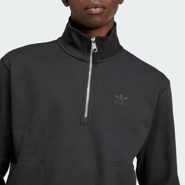 Negro Polera con Cierre Frontal Trifolio Essentials Waffle 1/2