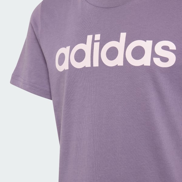 Morado Camiseta Essentials Logo Linear Algodón Ajuste Ceñido