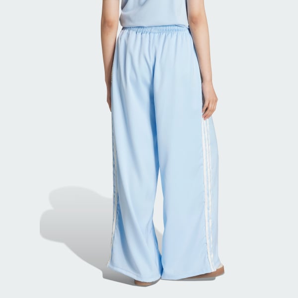 blauw adidas Originals Satin Ruffle 3-Stripes Wide Leg Broek