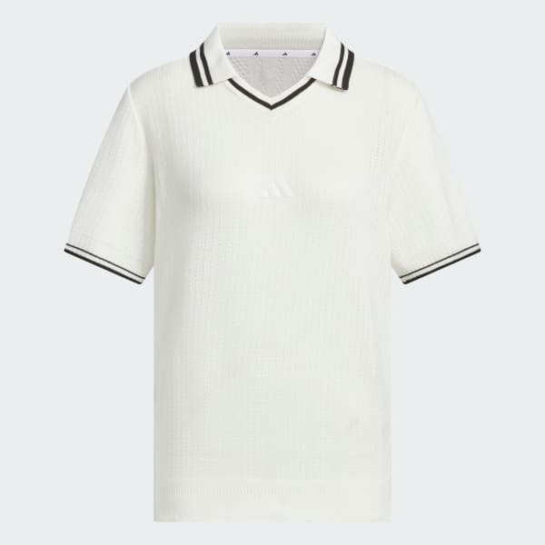 White 반팔 니트 폴로 셔츠