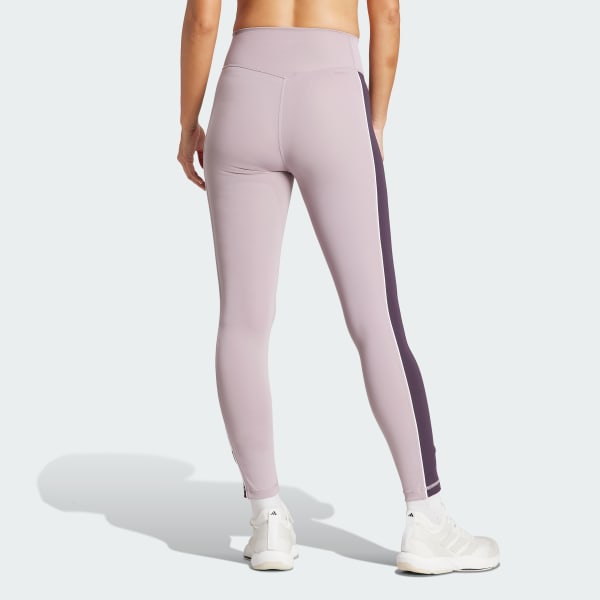 ADIDAS HIGH RISE 7/8 leggings 3 stripe purple size large $41.42