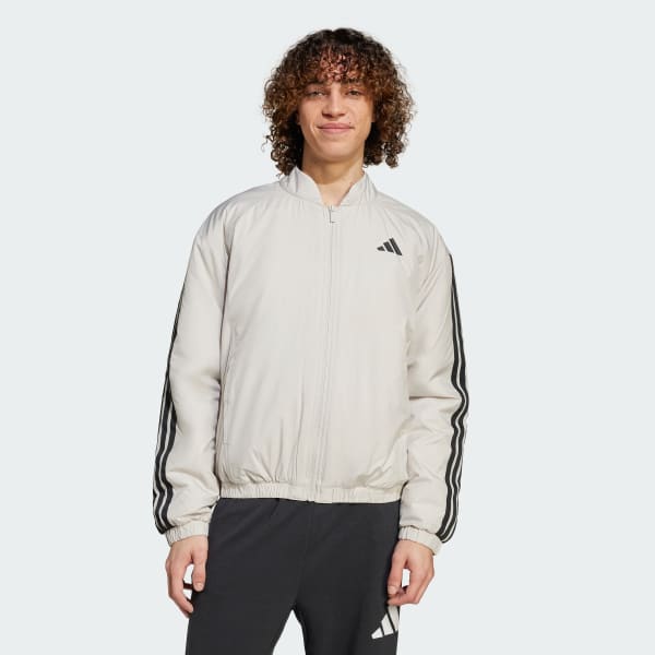 adidas Essentials 3-Stripes Insulated Bomber Jacket Beige