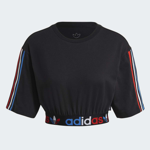 Noir T-shirt Adicolor Primeblue Tricolor Cropped