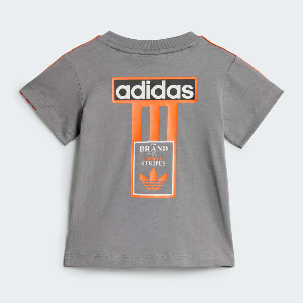 Grey Adibreak Shorts Tee Set Kids