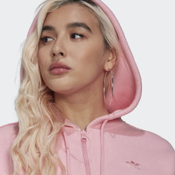 Pink Crop Full-Zip Loungewear hættetrøje CC395