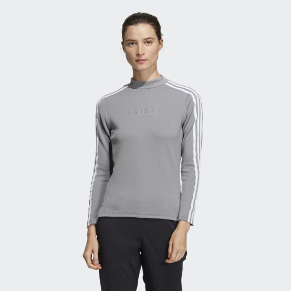 Grey AEROREADY 3-Stripes Mock Neck Long Sleeve Shirt