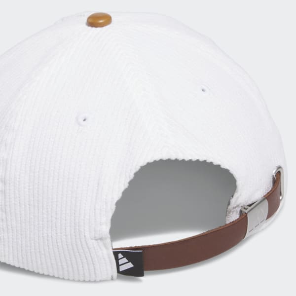 White Corduroy Leather Five-Panel Rope Hat