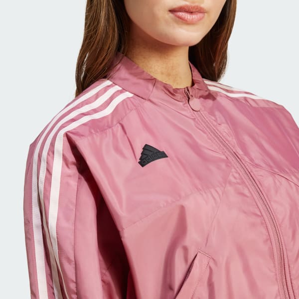 Adidas 3 stripe pink track jacket sales