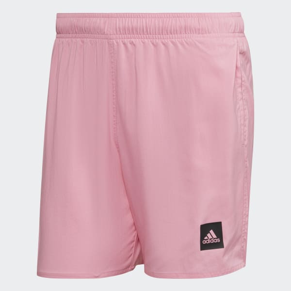 Pink Short Length Solid Swim Shorts LBS88