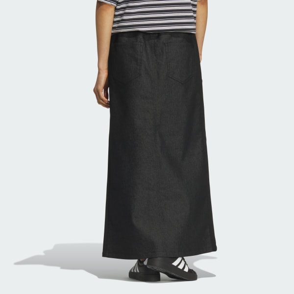 Black 스타디움 크롬 데님 루즈 핏 스커트