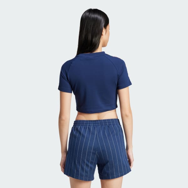 Blue adidas Originals x Liberty London 3-Stripes Infill Baby Tee