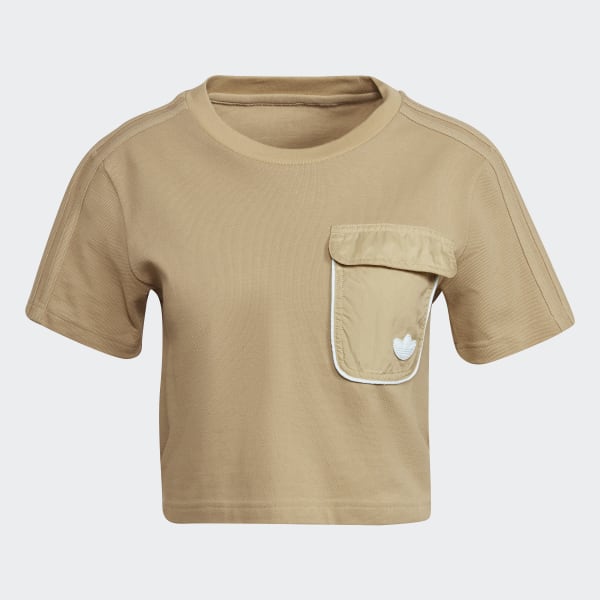 Beige Cropped Utility T-Shirt JKY58