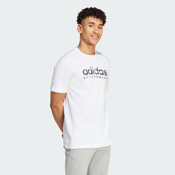 Branco Camiseta Estampada Camo Linear