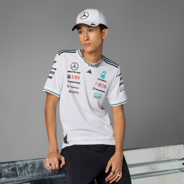 Bialy KOSZULKA MERCEDES - AMG PETRONAS FORMULA ONE TEAM DRIVER AUTHENTIC