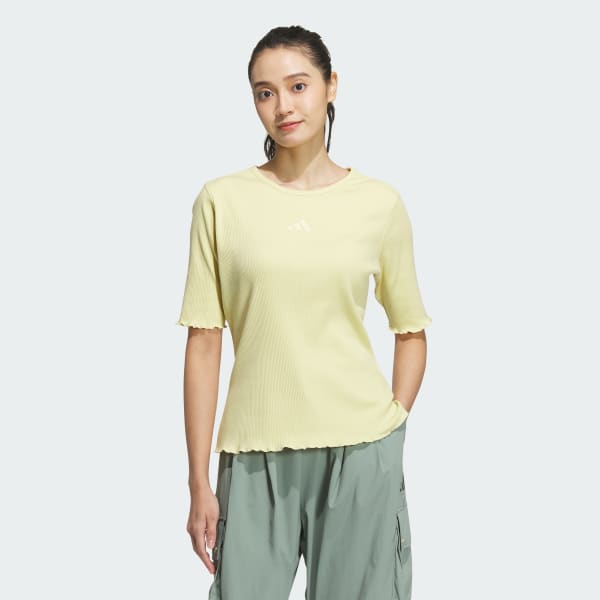 イエロー LUXFLOW カジュアル リブTシャツ