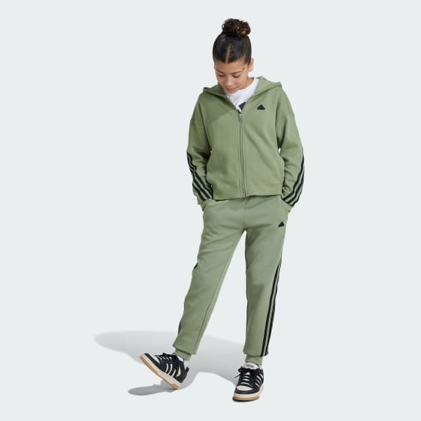 Green Future Icons 3-Stripes Cotton Tracksuit Bottoms