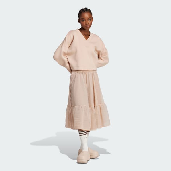 Beige Deep V-Neck Sweatshirt