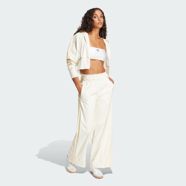 White Velour Track Pants