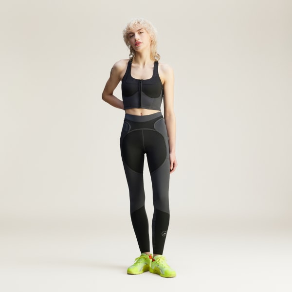 Siyah adidas by Stella McCartney Two-Tone Fermuarlı Crop Üst