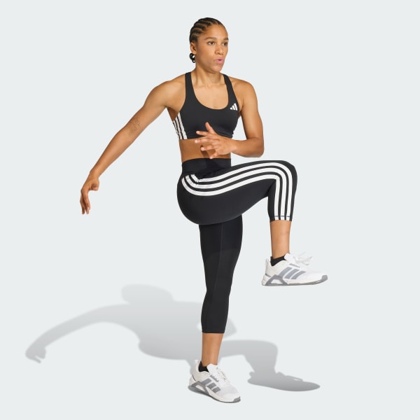 Zwart Optime Essentials 3-Stripes 3/4 Workoutlegging