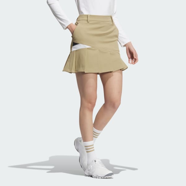 ベージュ 【ゴルフ】撥水 アシンメトリー プリーツスカート