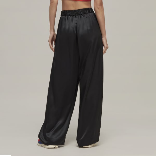 Schwarz Y-3 Tech Silk Wide-Leg Hose
