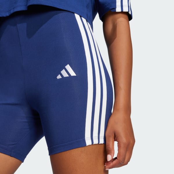 adidas Essentials 3-Stripes High Waisted Biker Shorts Blue