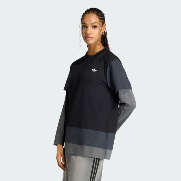 Preto CAMISETA FOLGADA DE MANGA LONGA PARA SER USADA EM CAMADAS