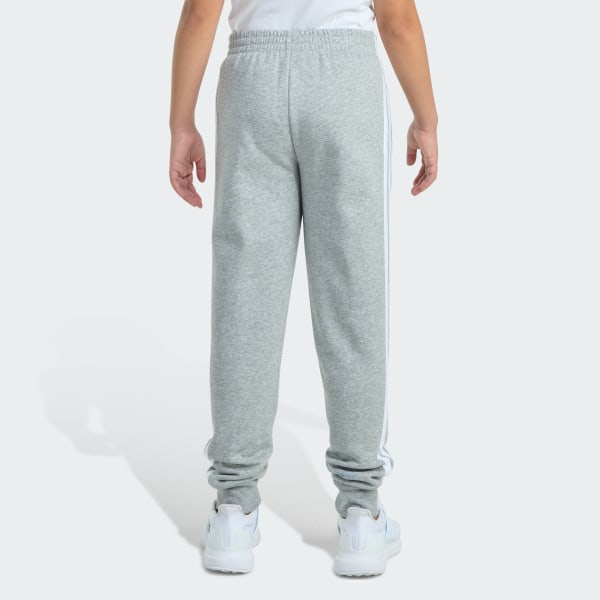 Grey Elastic Waistband 3-Stripe Heather Fleece Jogger
