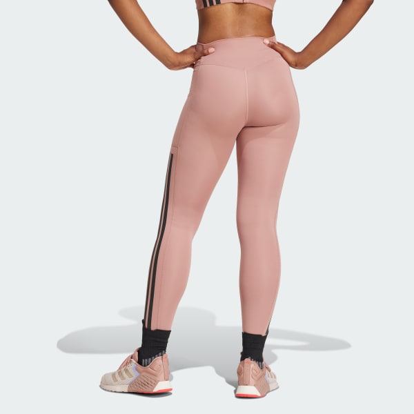 Rosa Optime 3-Streifen Full-Length Leggings