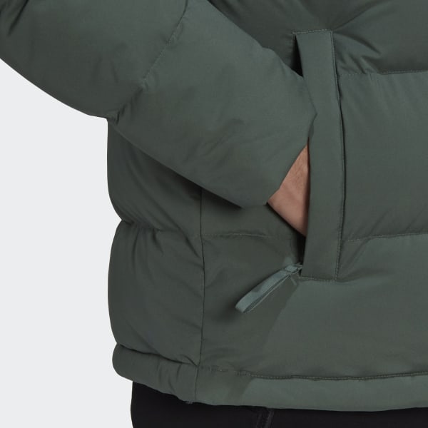 adidas Helionic Hooded Down Jacket - Green | Men's Hiking | adidas US