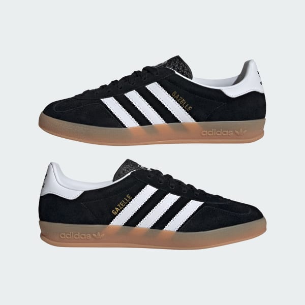 Adidas originals gazelle black leather sale