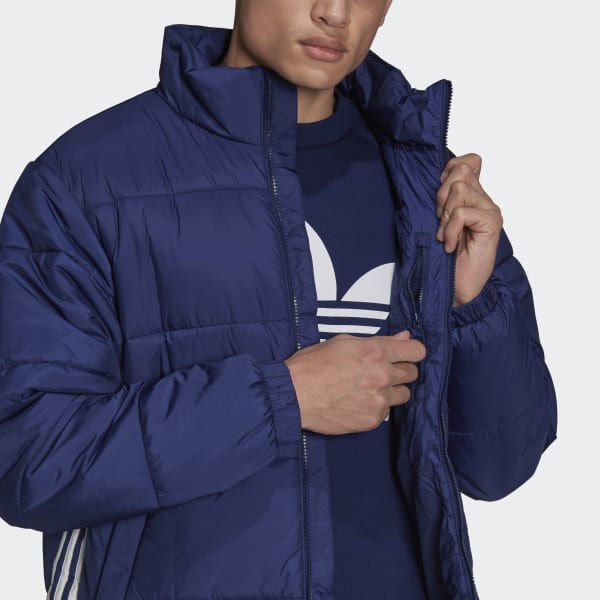 adidas Padded Stand-Up Collar Puffy Jacket - Blue | Men\'s Lifestyle | adidas  US