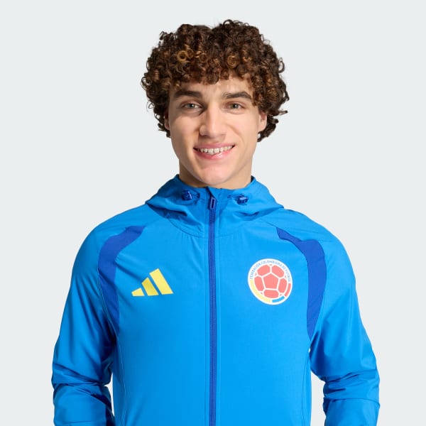adidas Colombia Tiro Travel Full Zip Windbreaker - Blue | Free