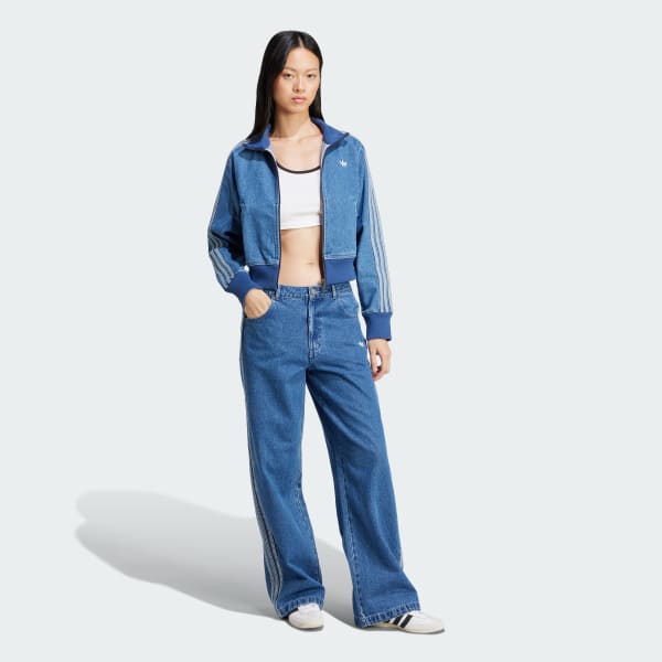 Μπλε Adicolor Denim 3-Stripes Track Pants