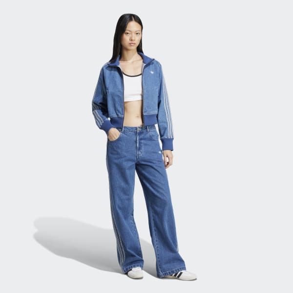 Calça Adicolor Denim Três Listras - Azul adidas | adidas Brasil