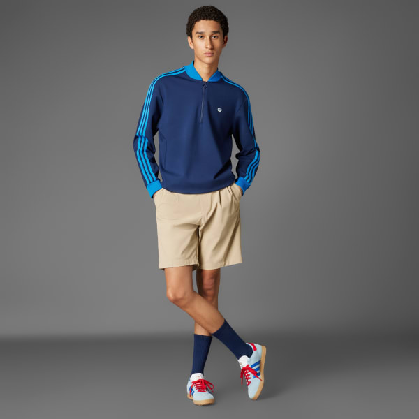 adidas Originals 3-Stripes 1/4 Zip Sweatshirt - Blue | Free