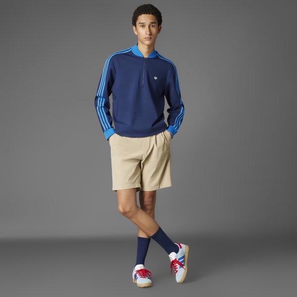 adidas Originals 3-Stripes 1/4 Zip Sweatshirt - Blue | Free