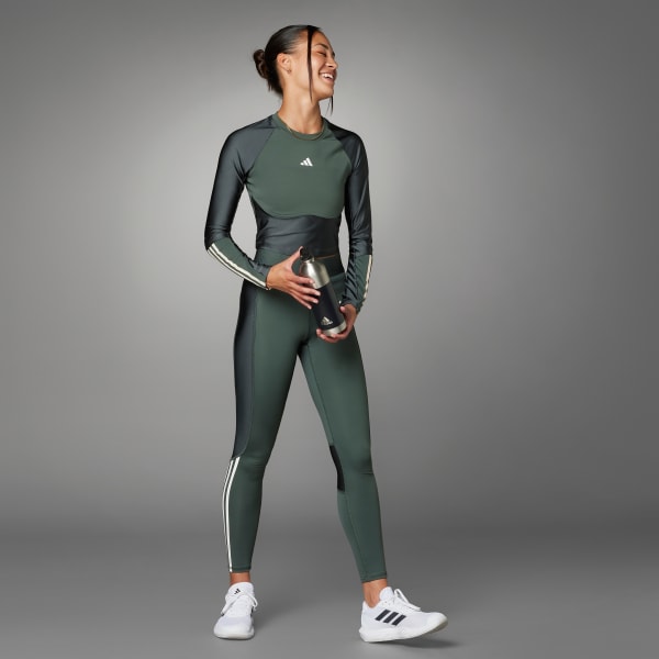 adidas Training Glam Babe high-shine detail leggings in lime green