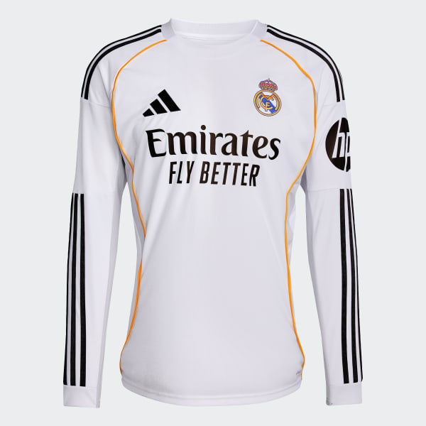 Hvid Real Madrid 25/26 Long Sleeve Home trøje