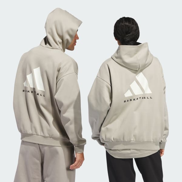 Beige adidas Basketball Fleece Hoodie (Uniseks)