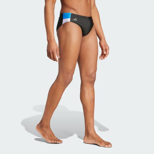 Black Colorblock Swim Trunks