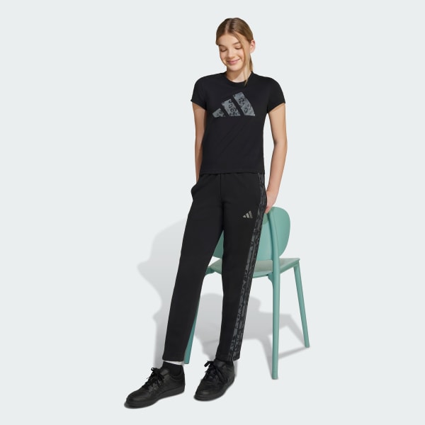 Μαύρο adidas Girls Animal Big Logo Single Jersey Tee Kids