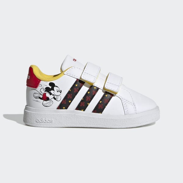 White adidas x Disney Grand Court Mickey Hook-and-Loop Shoes