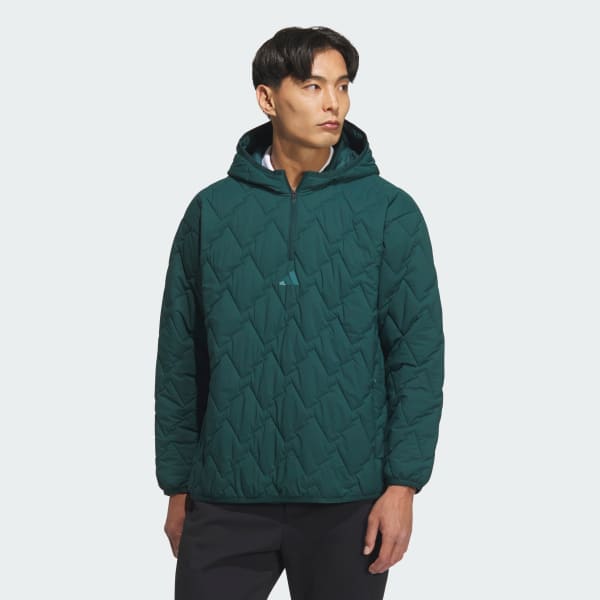 Green 1/4 지퍼 패디드 풀오버 롱 슬리브