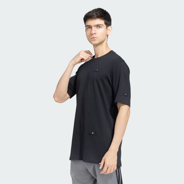 Black M L SLIDES TEE